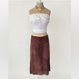 Boho midi skirt suede